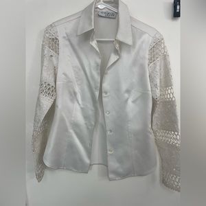 Embellished Vintage Italian White Oppio Jeans Blouse